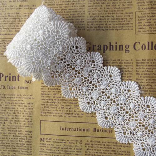 1 Yard White Scallop Flower Embroidered Lace Edge Trim Ribbon Applique Sewing Craft For Crochet Wedding Bridal Dress Clothes