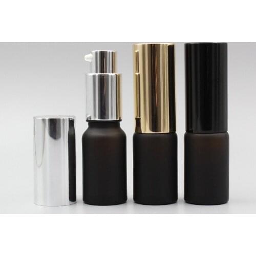 10ml Brown Glass Bottle Lotion Pump Spray Pump Frosted Containers For Essential oils 24pcs