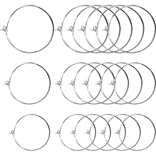150 Pieces Wine Glass Charm Rings Earring Beading Hoop for Party, Wedding and Festivals Decoration, 3 Sizes (Silver)