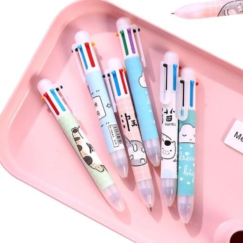 4pcs/lot Cartoon Color Oil Pen Blue White Clouds Creative Multicolor Ballpoint Pen Lovely Office And School Supply