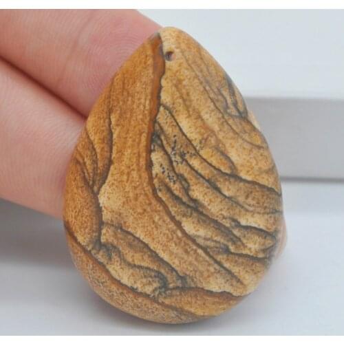 40x30MM Picture Jaspe Stone Bead Teardrop CAB Cabochon Hole Jewelry For Woman Gift Pendant 1PCS H159