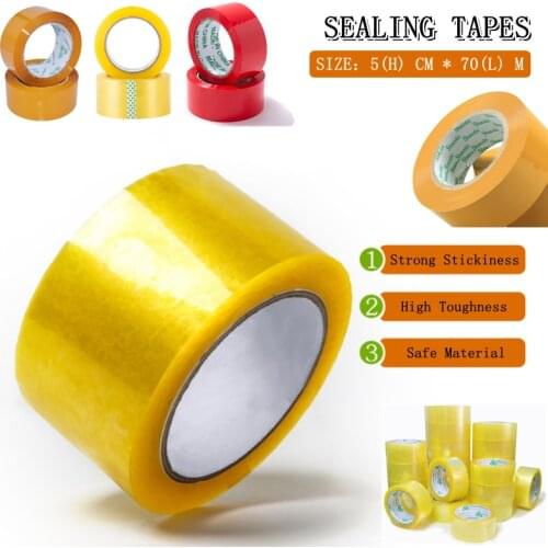 50mm×70m Parcel Box Adhesive Seal Tape Packaging Tapes Shipping Transparent Glue Carton Sealing Tapes Box Adhesive Tape 3-Color