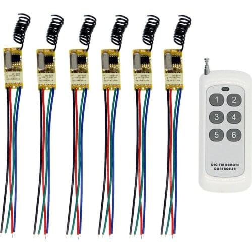 500m DC 3.6V 3.7V 4.2V 4.5V 5V 6V 7.4V 9V 12V Mini Micro Relay Switch Contact NO COM NC 6CH Remote Wireless Switch