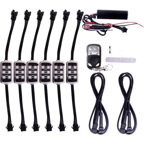 6Pcs 5W DC 12 V Wireless Motorcycle RGB LED Under Glow Neon Atmosphere Strip Light Kit with Remote Control