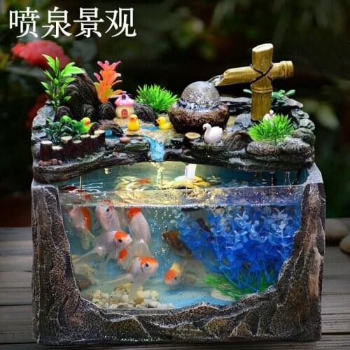 The fish tank Rockery water Mini decoration Creative design Landscape plants turtle accessories Home decorations The water tank