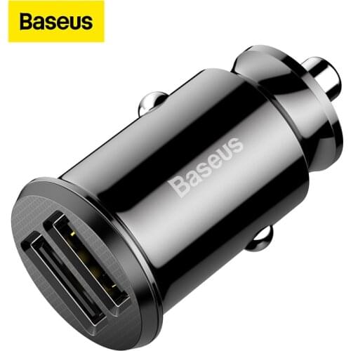 Baseus Mini USB Car Charger For Mobile Phone Tablet GPS 3.1A Fast Charger Car-Charger Dual USB Car Phone Charger Adapter in Car