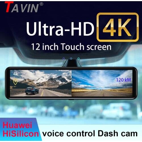 4K GPS Car Video Recorder 12'' Rearview mirror Car dvr Sony IMX415 Ultra HD 3840*2160P Night vision Dash cam Reverse camera