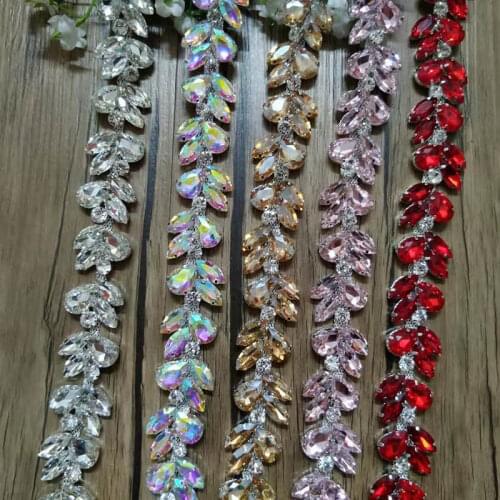 Free Shipping 1yard Crystal Rhinestone Chain Bridal Sash Rhinestone Trim Applique,Rhinestone Trimming DIY Accessories LSRT096