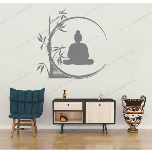 Buddha Lotus Buddhism Yoga Vinyl Wall Garage Stickers Home Decor Living Room Art Mural Wall Decal Removable Wallpoof CX1928