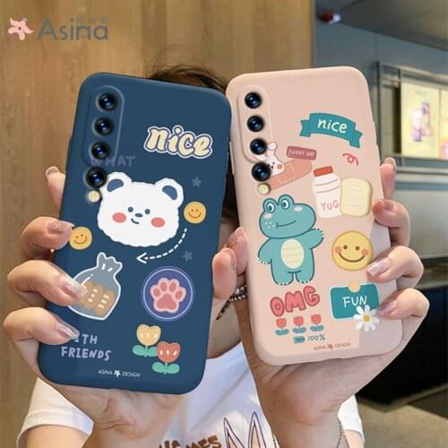 ASINA Cartoon Case For Xiaomi Redmi Note 10 9 8 Case Official Original Liquid Silicone Case For Xiaomi Mi10 11 Case Upgrade Coqu