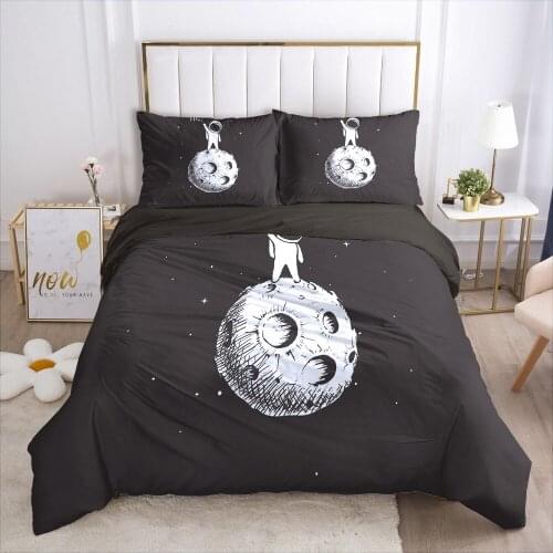 3D Black Bedding Sets Duvet Cover Set Blanket/Quilt/Comforter Cases Pillow case Outer Space Design Full Double size Bed Linen