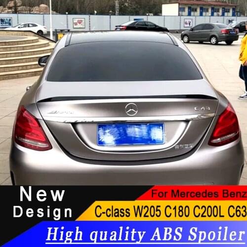 For Mercedes-Benz C-Class W205 4-Door C180 C200 C260 C300 2013-2019 Saloon ABS Spoiler AMG C63 Rear Wing Glossy Black Or White