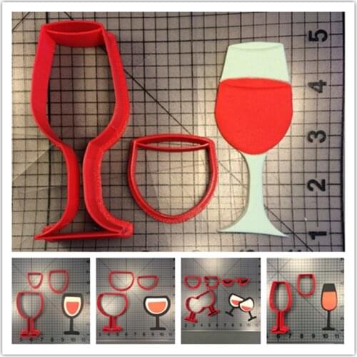 Food and Drinks Wine glass shape fondant cookie cutters glasses mold 3D printed cookie cutters cake decorating tools