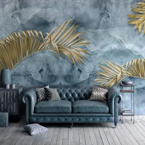 Custom Photo Wall Papers Home Decor Papel De Parede 3D Golden Leaves Modern Bedroom Dining Room Living Room TV Background Mural