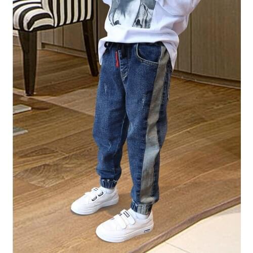 IENENS Boy Jeans Harem Pants Loose Denim Pants Fashion Children Kids Letter Embroidery Jeans Clothes