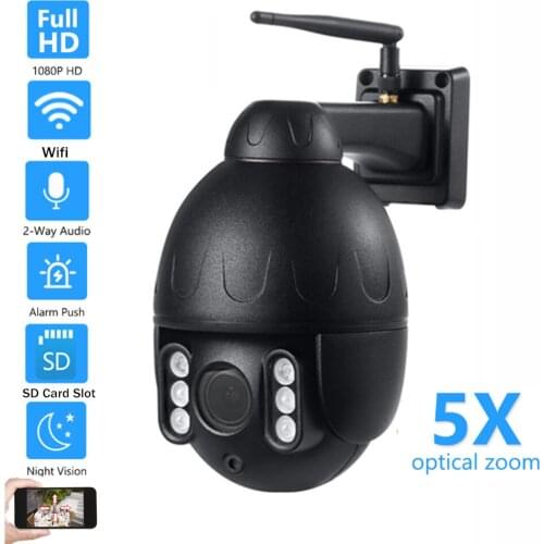 2MP 5MP Wifi IP Camera PTZ Speed Dome Outdoor Waterproof Pan Tilt 5X Optical Zoom Two Way Audio P2P CCTV Network Wireless Camera