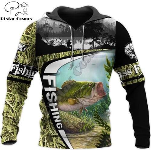 Bass Fishing Camo 3D All Over Printed Mens Autumn Hoodie Sweatshirt Unisex Streetwear Casual Zip Jacket Pullover KJ574