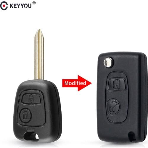 KEYYOU 2 Buttons Folding Flip Remote Car Key Case Cover Shell Fob For Citroen C1 C2 C3 Saxo Xsara Picasso Berlingo Uncut Blade