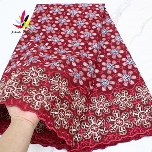 Red Swiss Lace Fabric 2021 African Voile Lace High Quality African Dry Cotton Voile Lace Fabric For Wedding
