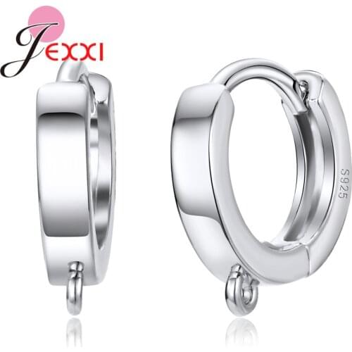 Wholesale Price 1 Pairs Round Hoop DIY Earrings Findings Stamped Silver Jewelry For Women Accessories