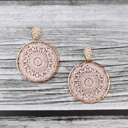 ZWPON Hammered Hexagon Tatting Round Earrings 2019 New Product Geometric Simple Statement Earrings Wholesale
