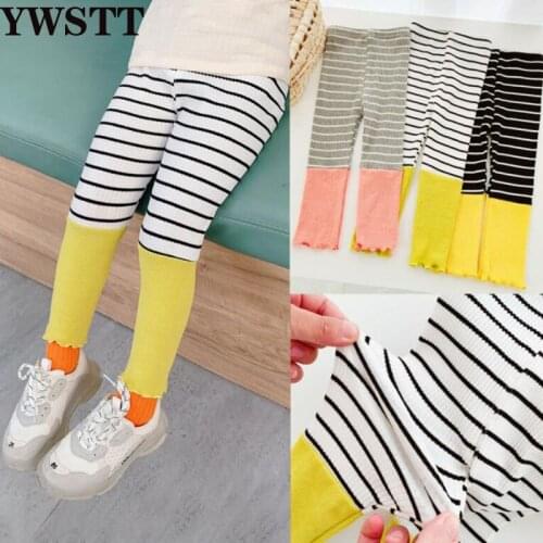 Kids Elasticity Stripe Leggings Base Girls Leggings Baby Clothes Cotton Child Skinny Trousers Girls Skinny Pants