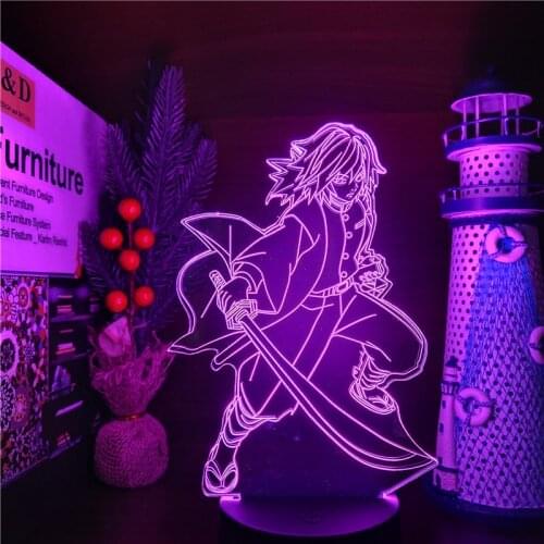 Demon Slayer Giyuu Tomioka 3D Night Lights Set Kimetsu no Yaiba Decor Anime Figures Collection Tanjirou Xmas Gift Color Changing