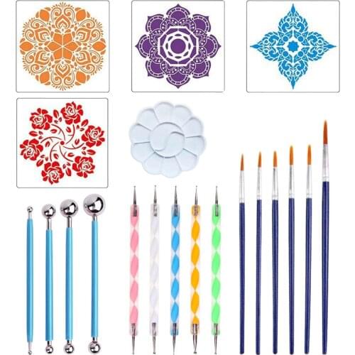 20PCS Mandala Dotting Tools for Painting Rock Stone Pen Stencil Template Kit