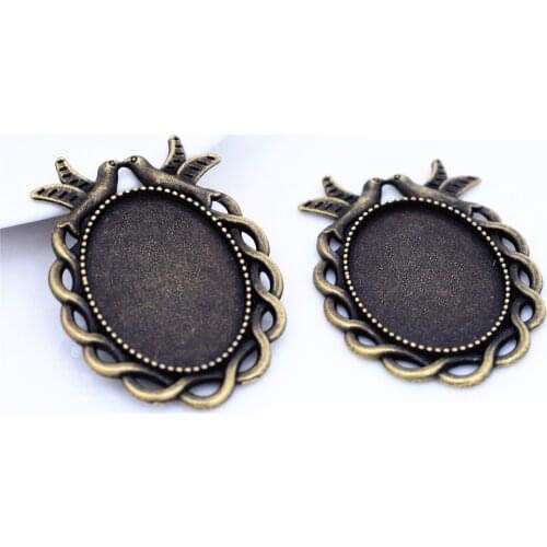 New Fashion 4pcs 18x25mm Inner Size Antique Bronze Plated Simple Style Cabochon Base Cameo Setting Charms Pendant-A4-22