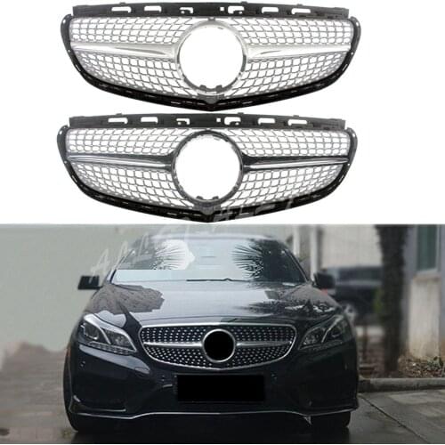 Car Front Grill Bumper Upper Grille Fit for Mercedes Benz W212 E-Class 2014 2015 Diamond Silver Black