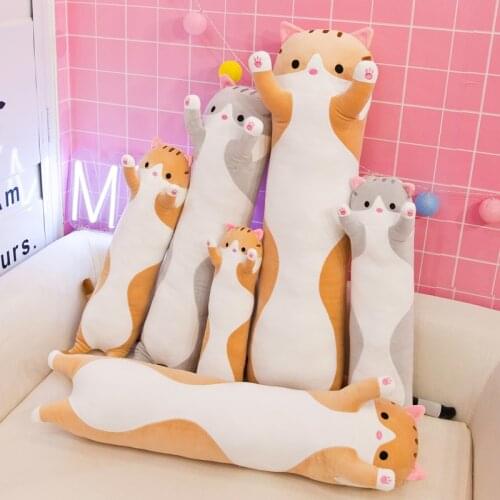 50-110CM Kawaii kitten Plush Toys Pillow Cushion Cute Soft Creative Long Animal Cat Plush Doll Toys For Children Birthday Gifts