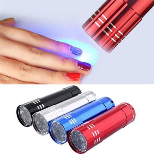 1PCs Mini Portable Nail Dryer 9 LED Lights Flashlight Torch UV Lamp Nail Gel Polish Mask Fast Drying Nail Art Manicure Tool