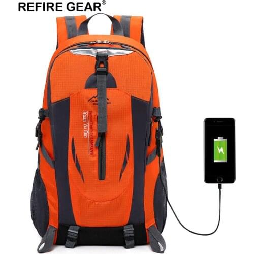 Refire Gear New Outdoor Backpack USB Charging Sports Bag Multifunctional Hiking Climbing Camping Trekking Bag 51cm*32cm*15cm