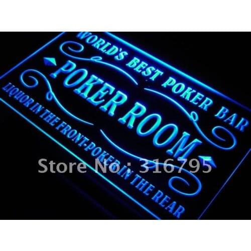 S143 Best Poker Room Liquor Bar Beer LED Neon Light Light Signs On/Off Switch 20+ Colors 5 Sizes