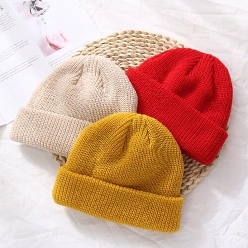 Casual Knitted Beanie Autumn Winter Couples Woolen Hat Beanies Melon Cap Unisex Casual Solid Hat Men Warm Female Hat