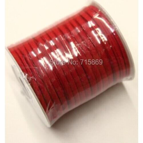 Free Ship 5mm 20meters Red Elastic lycra cord Stitched round lycra cord Lycra strip For Neckalace and Bracelet