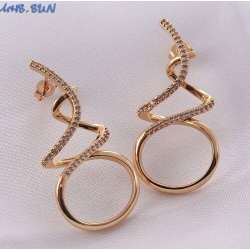 MHS.SUN New Fashion AAA Zircon Earrings Elegant Women Stud Earrings CZ Stone Crystal Jewelry For Christmas Gift 1Pair Hot Sale