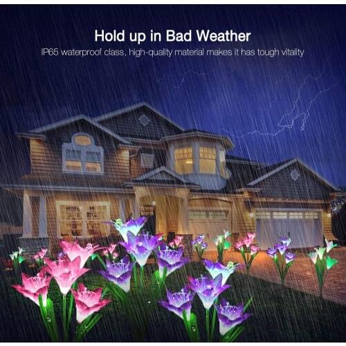 Solar Color Waterproof Lily Lawn Garden Night Light Large-capacity Battery Lawns Light Gardens Lamp Patio Decor Decoration
