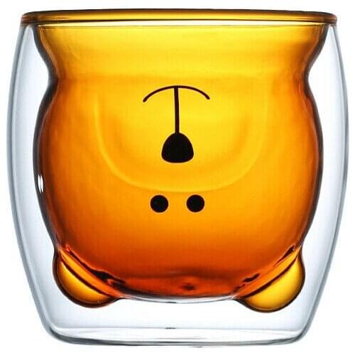 Double Wall Glass Creative Cartoon Bear Coffee Tea Cold Drinks Mug Cola Fruit Juice Whiskey Drinkware Cup Beer Steins