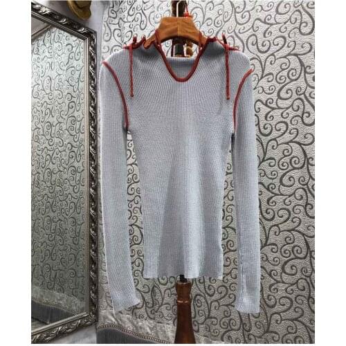 High Quality Sweaters 2021 Autumn Winter Casual Pullovers Women Striped Color Block Patchwork Long Sleeve Black Blue Jumpers