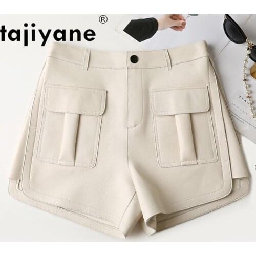 Tajiyane Summer Women Bottoms Cloth Real Sheepskin Shorts Female Genuine Leather High Waist Shorts Womenswear Ropa Mujer TN2280