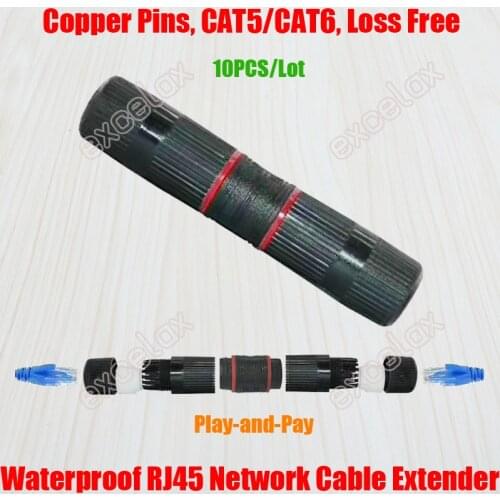 10PCS/Lot Waterproof Ethernet RJ45 Network Cable Joiner Extender Coupler Terminal Connector for Signal Transmission Extension