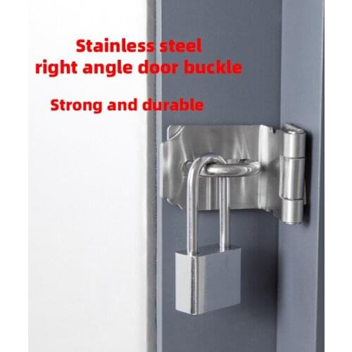 Thickened 90 Degree Right Angle Lock Door Buckle Stainless Steel Padlock Hasp Door Lock Shed Latch Household Burglar-proof