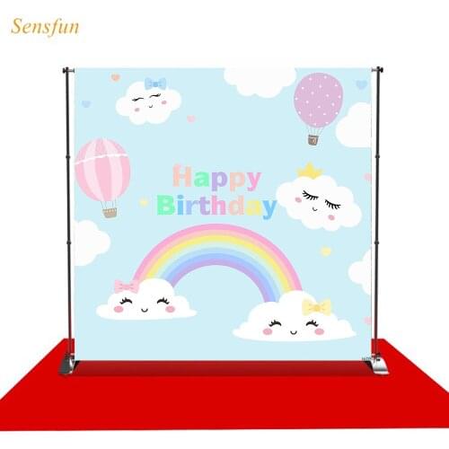 LEVOO Photographic Backdrop Birthday Cloud Rainbow Hot Air Balloons Photography Background Studio Shoot Prop Photophone Vinyl