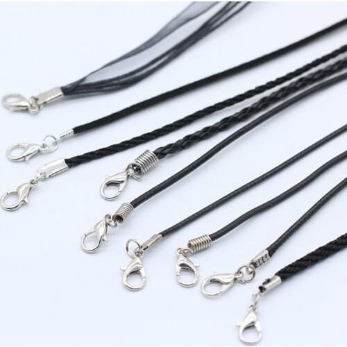 10p 43cm PU leather chain wax Rope Braided choker necklace pendants cord Lobster Clasp String For DIY Jewelry Bracelet Necklace