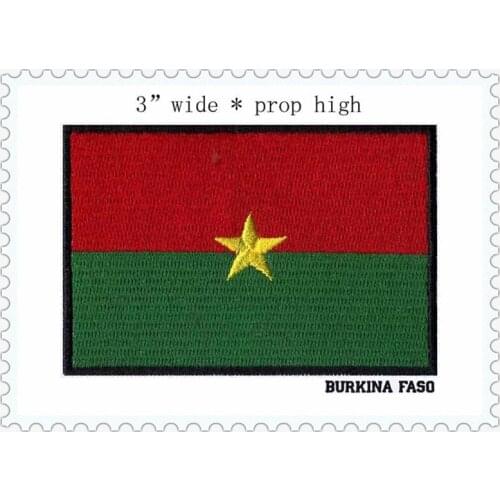 3" wide BURKINA FASO iron on embroidery flag high quanlity badge for fashion