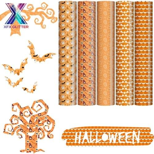 XFX HTV 20 Pcs Halloween Heat Transfer Vinyl bundle 12X10 In Fall Orange Vinyl Buffalo Plaid Htv Iron On Vinyl Cricut wholesale