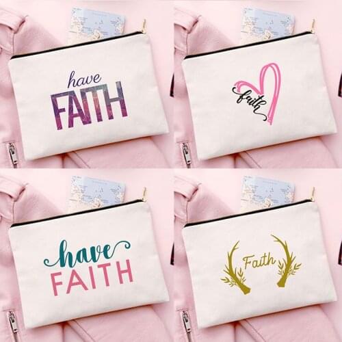 Jesus Faith Printing Women Cosmetic Bags Fashion Casual Travel Portable Storage Handbags Makeup Bags Toiletry Bag Female Clutch