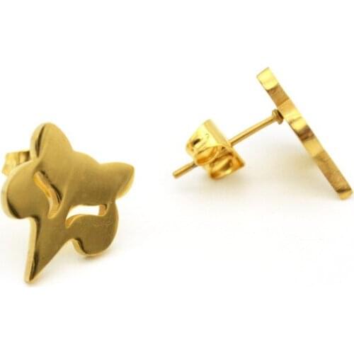 Gold Ear Stud Fox Earrings Pin Fashion Classic Animal Stud Cute Popular Earring Brand New Women Jewelry 316L Stainless Steel