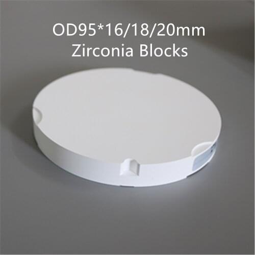 1 Piece HT/ST OD95*16/18/20mm Dental Zirconia Ceramic Blocks for ZirkonZahn M3/M5 CAD CAM System To Make Crowns Dental Material